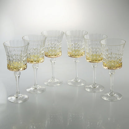 Diamond Water Glasses with Amber Shade Set of 6