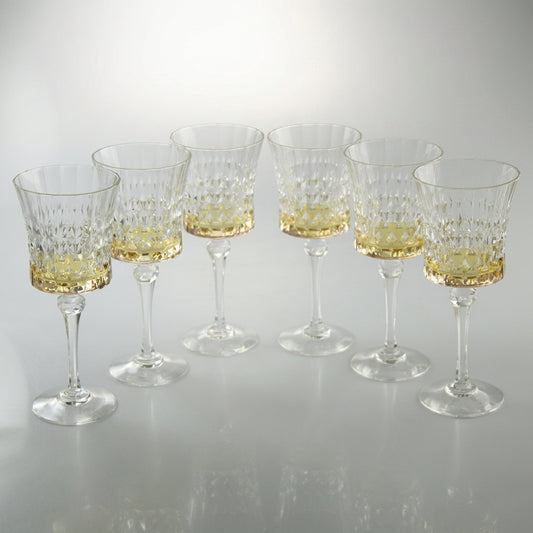 Diamond Water Glasses with Amber Shade Set of 6