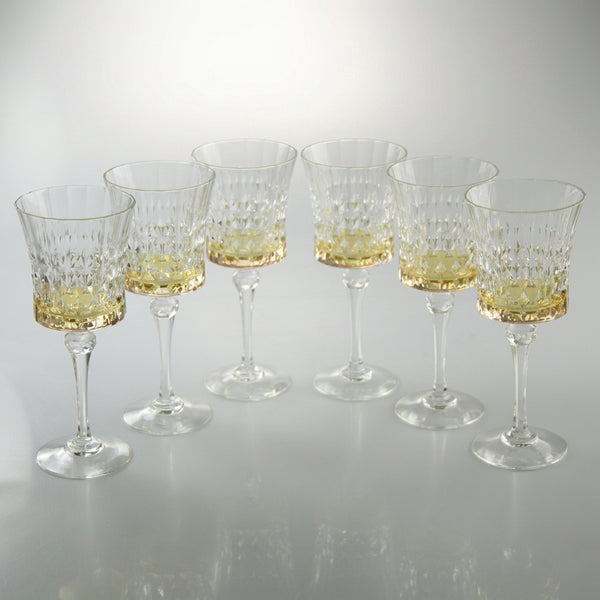 Diamond Water Glasses with Amber Shade Set of 6