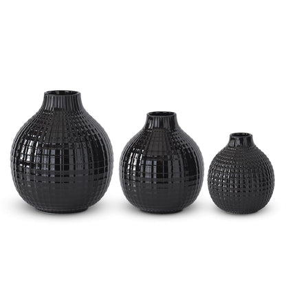 Glossy Ceramic Grid Vases