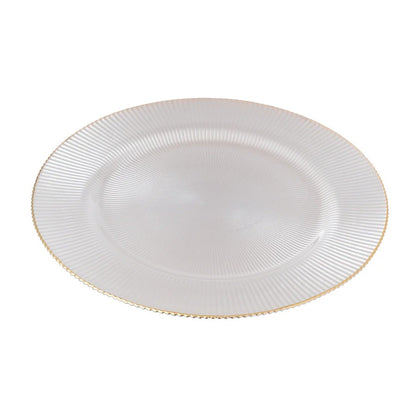 Ivory Glass Charger with Gold Rim