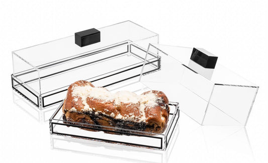 Clear Black Cake Tray W/ Clear Lid - 2 Sizes