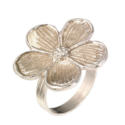 Daisy Silver Napkin Rings - Set of 4