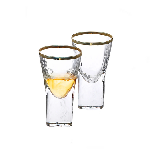 Gold Rim Shot Glasses Set of 6