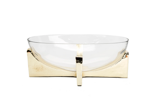 Oval Glass Gold Stand Bowl