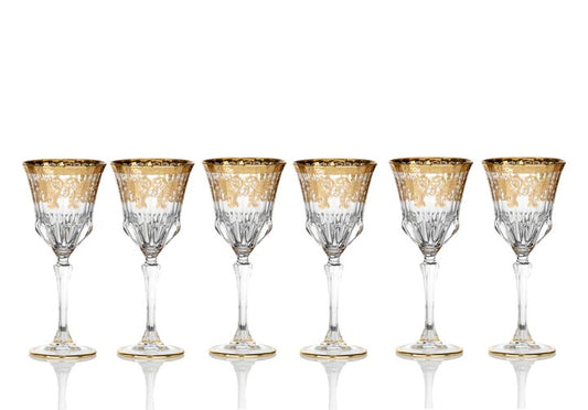 Clear/Gold Wine Glass- 6 set