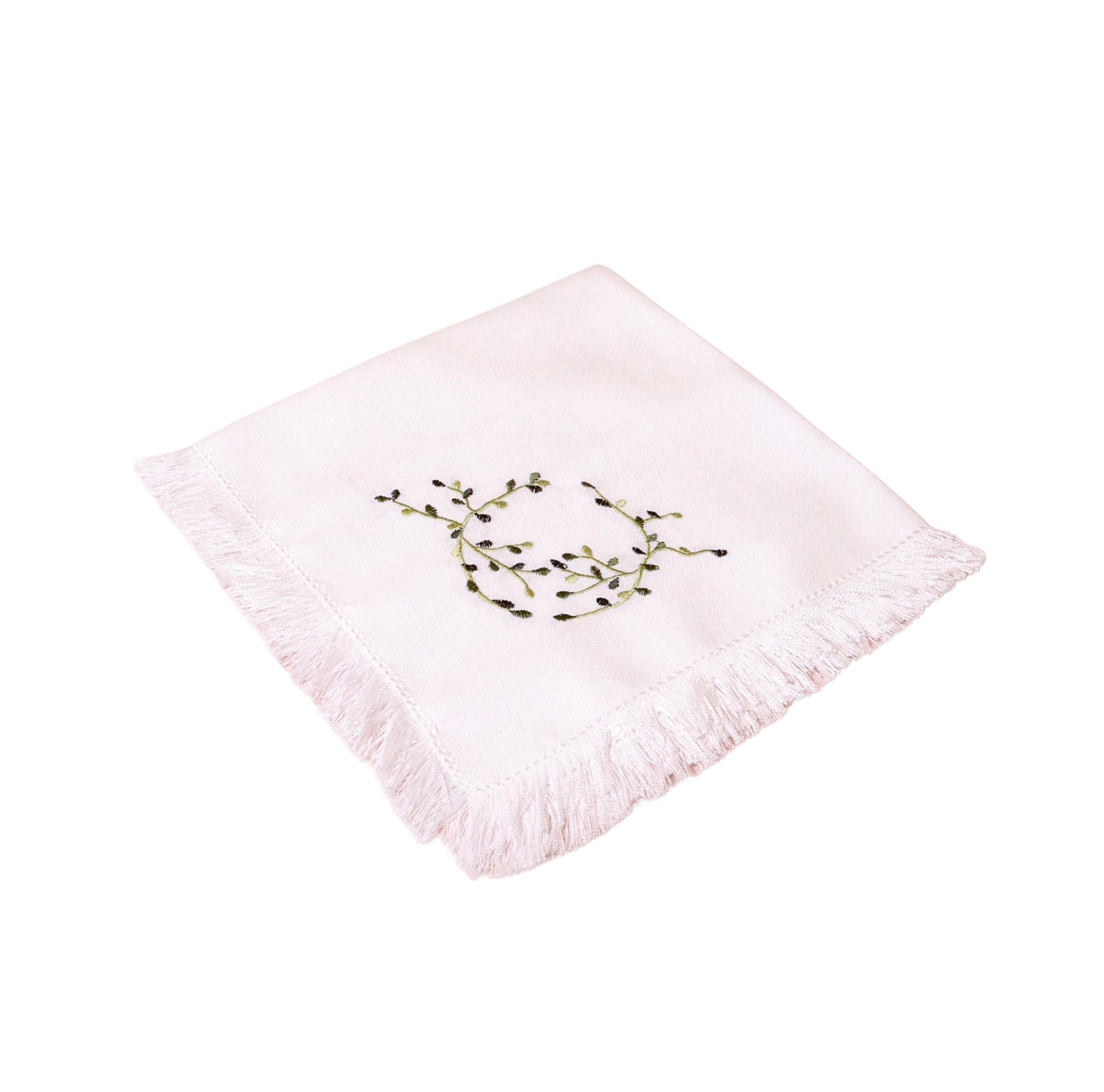 Frayed Edge Green Leaves Napkins Set of 4 20”x20”