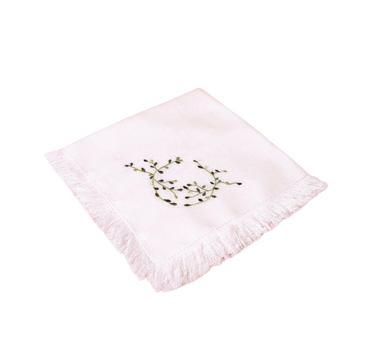 Frayed Edge Green Leaves Napkins Set of 4 20”x20”
