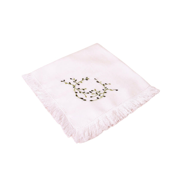 Frayed Edge Green Leaves Napkins Set of 4 20”x20”