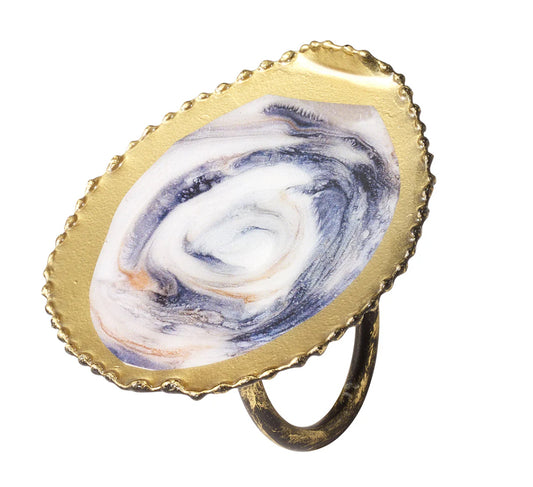 Painted Oyster Blue Napkin Ring - Set of 4