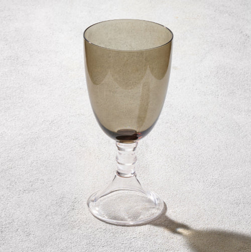 Iris Glass Goblet Smoke with Clear Stem 18oz