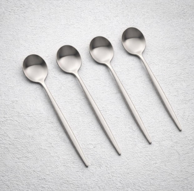 Brushed Silver Dip Spoons-4 Pc