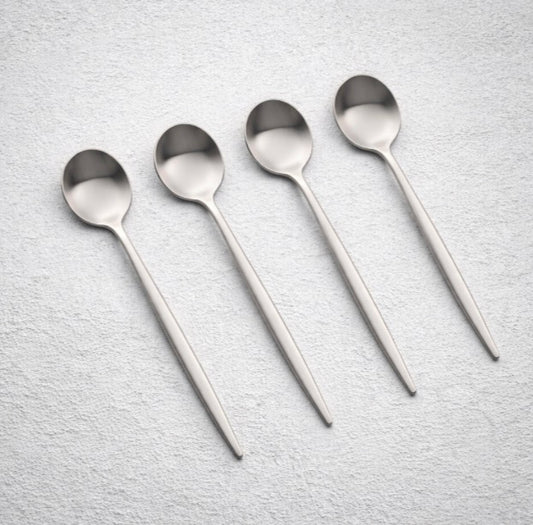 Brushed Silver Dip Spoons-4 Pc