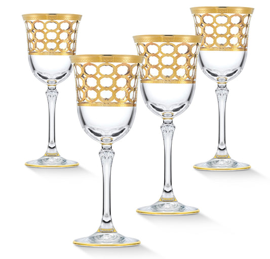 Gold Rings Wine Goblet Set of 4