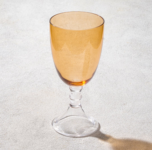 Iris Glass Goblet Amber with Clear Stem 18oz