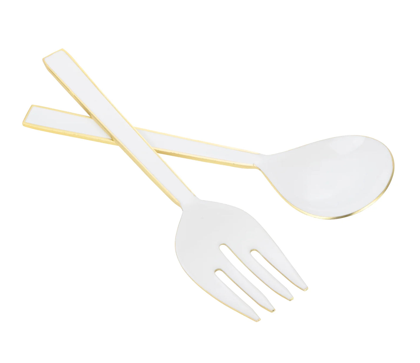 White with Gold Rim Salad Server