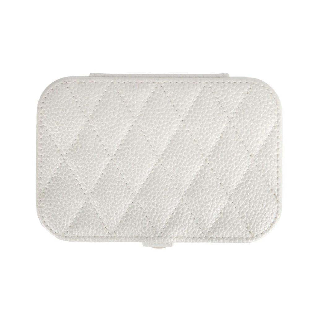 Leah Quilted Travel Jewelry Organizer - Pearl White
