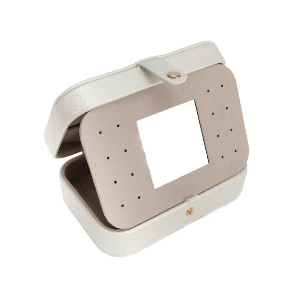 Leah Quilted Travel Jewelry Organizer - Pearl White