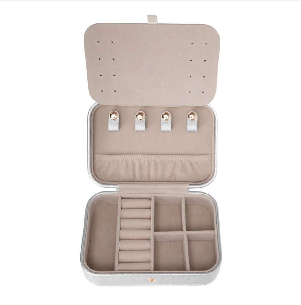 Leah Quilted Travel Jewelry Organizer - Pearl White