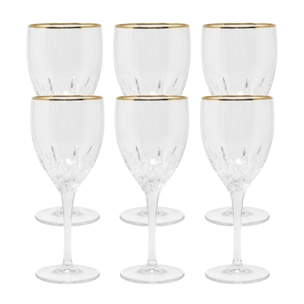 Optic Glasses with Gold Rim Set of 6