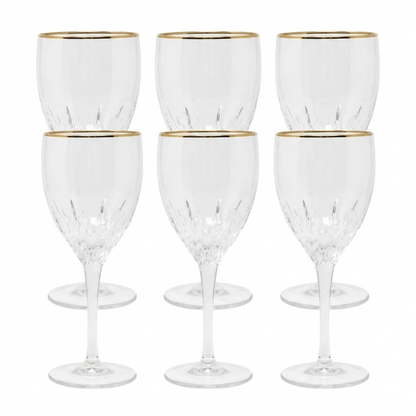 Optic Glasses with Gold Rim Set of 6