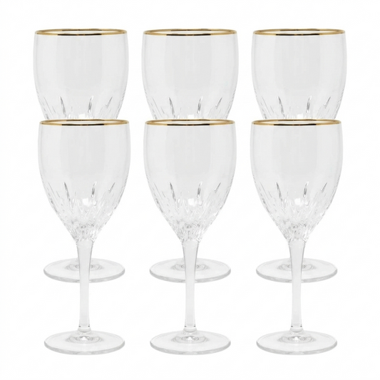 Optic Glasses with Gold Rim Set of 6
