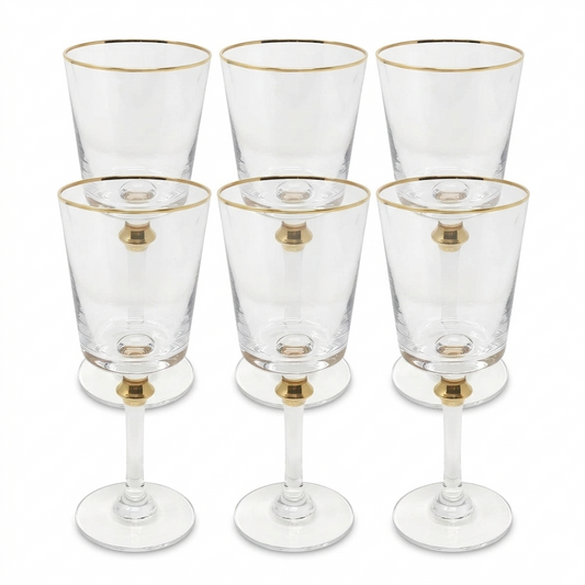 Gold Rim/Accent Glasses-6 Set