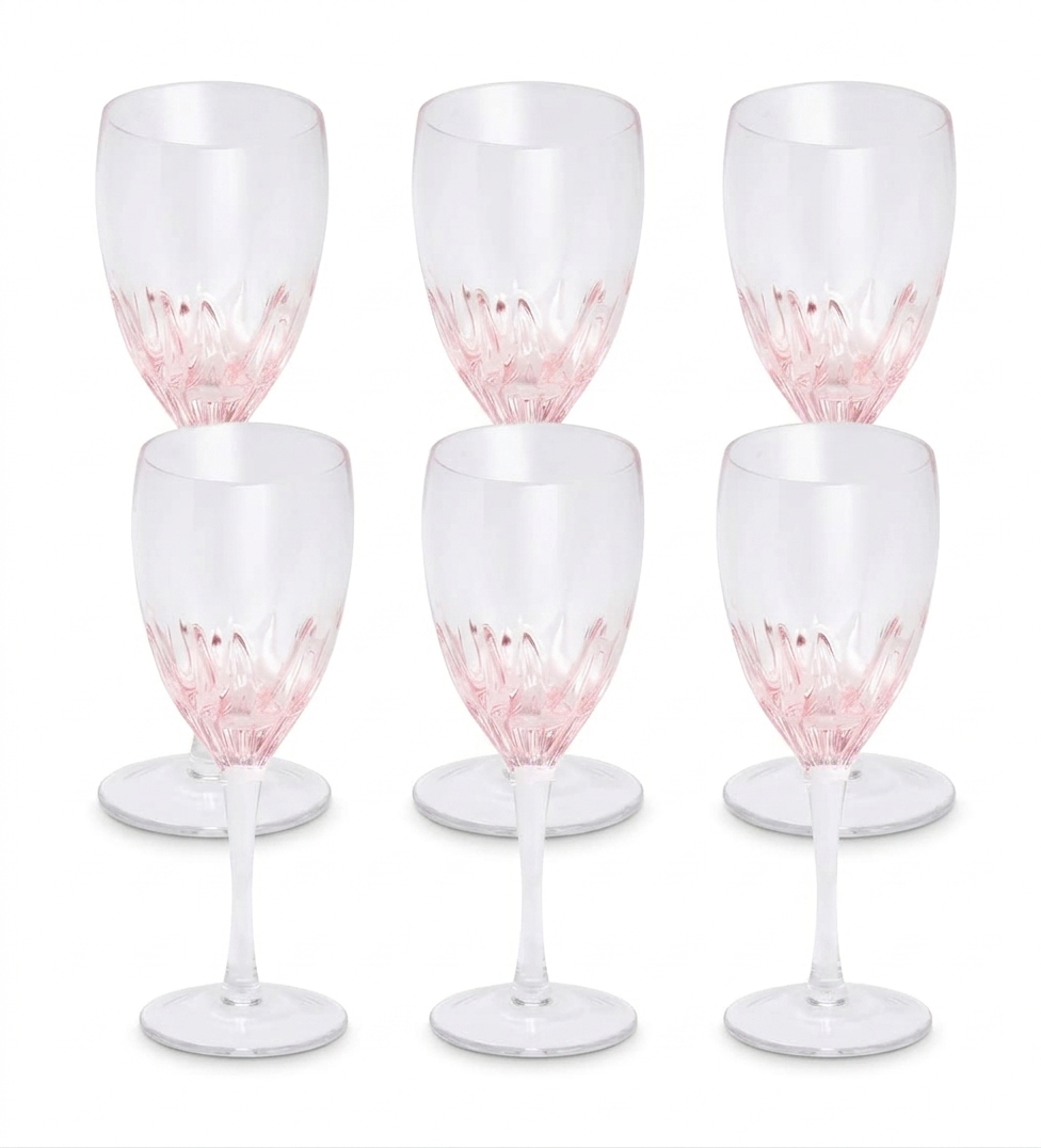 Optic Pink Wine Glasses  Set of 6