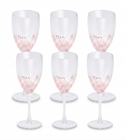 Optic Pink Wine Glasses  Set of 6