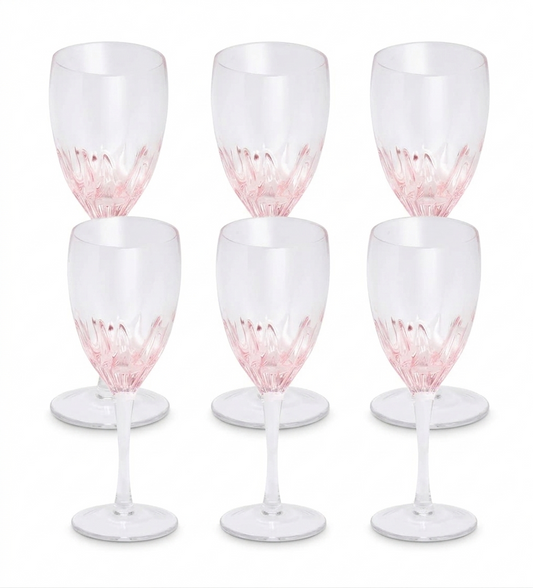 Optic Pink Wine Glasses  Set of 6