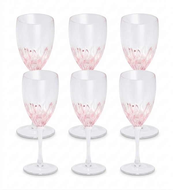 Optic Pink Wine Glasses  Set of 6