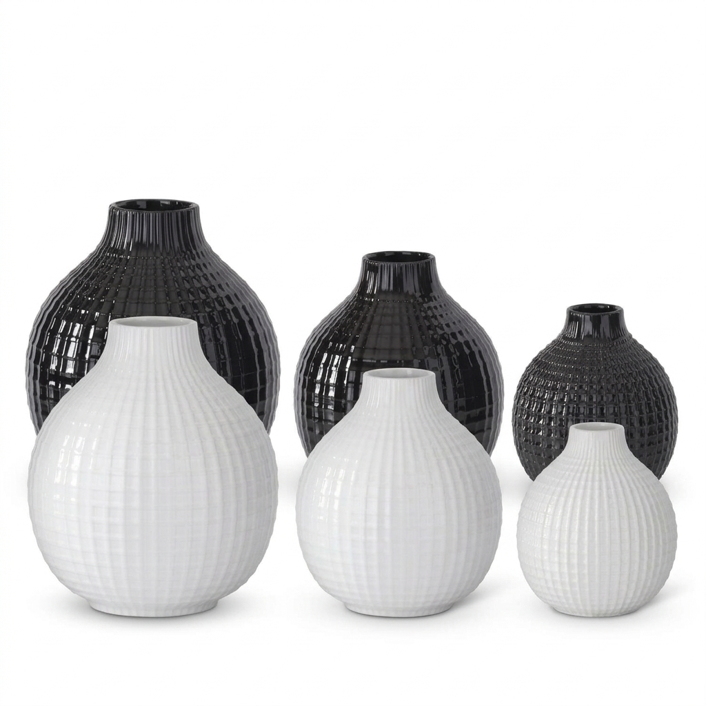 Glossy Ceramic Grid Vases