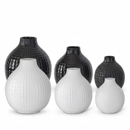 Glossy Ceramic Grid Vases