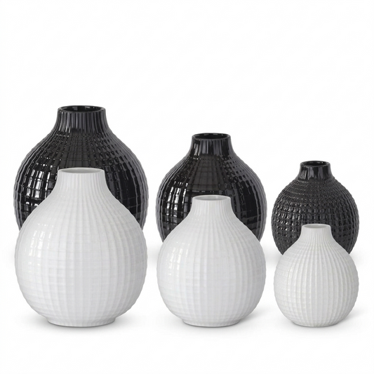 Glossy Ceramic Grid Vases
