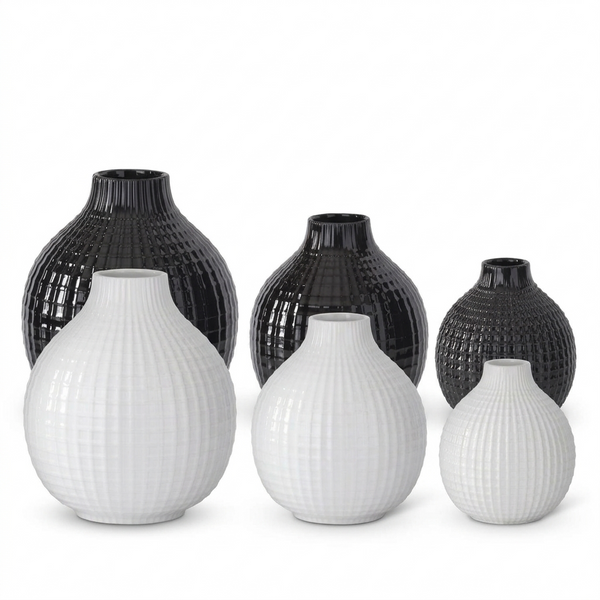 Glossy Ceramic Grid Vases