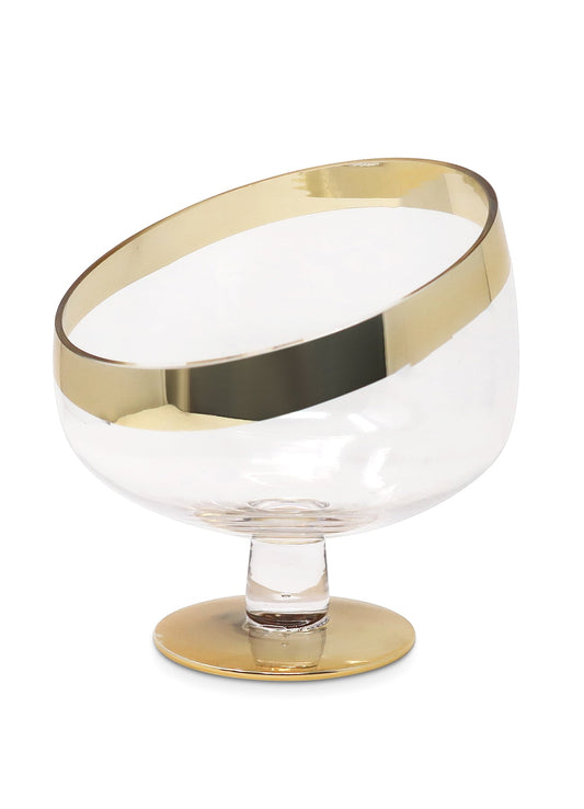 Footed Snack Bowl with Gold Base & Rim
