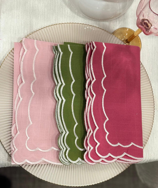 Scallop Napkin 20x20 Pink Set of 4