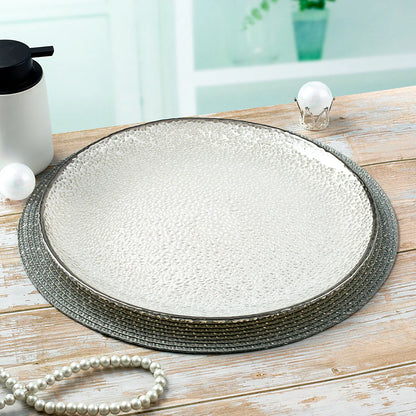 Silver Rim Glass Charger 13”