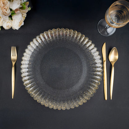 Clear/Gold Scallop Glass Charger 13”
