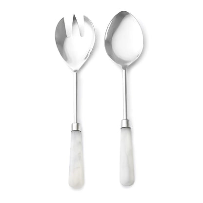 Azure White Resin Salad Servers