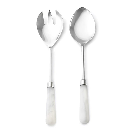 Azure White Resin Salad Servers