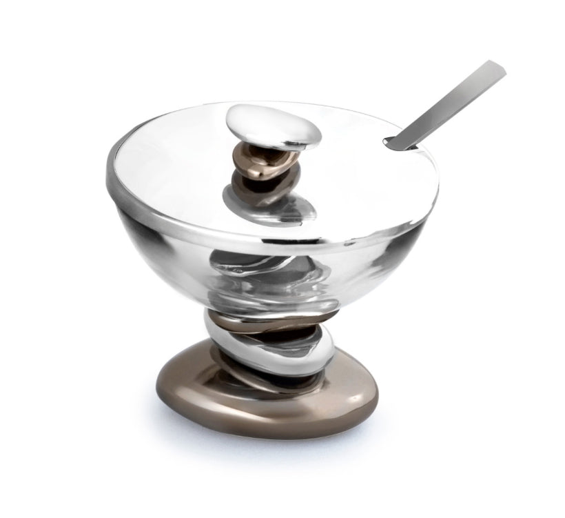 SS Gunmetal Pebble Honey Jar W/Lid