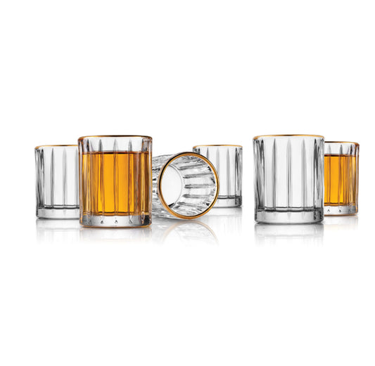 Parallels Gold Rim Shot Glass Set of 6