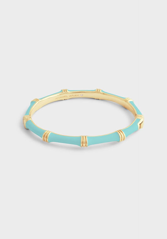 Bamboo Enameled Hinged Bangle Turquoise