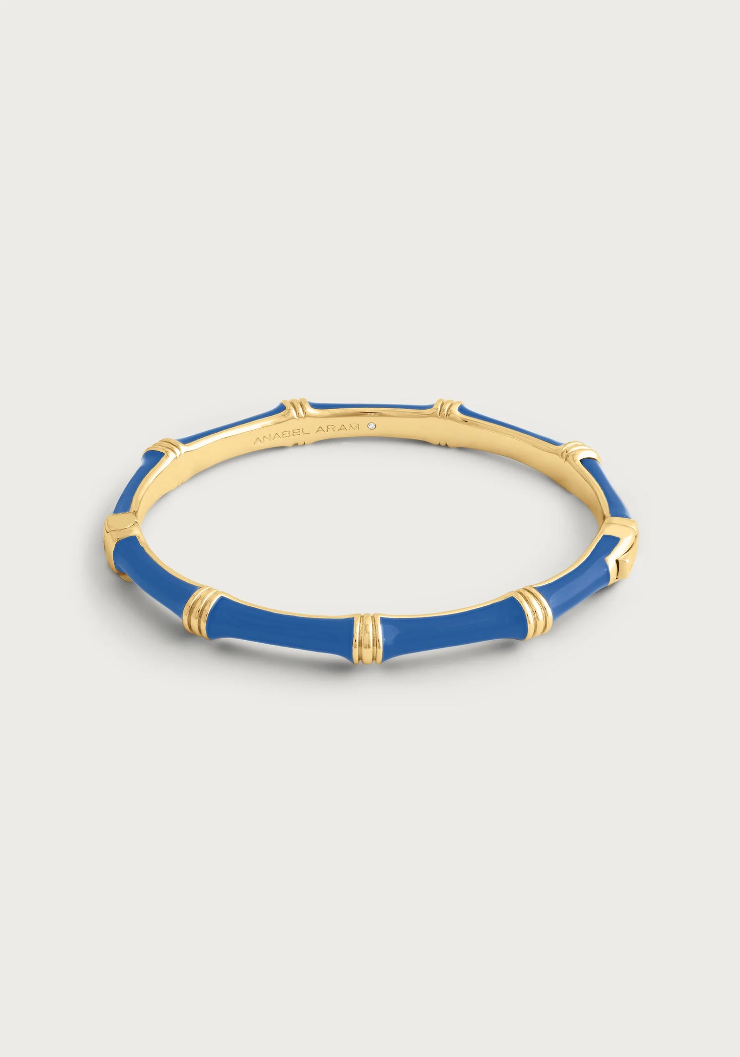 Bamboo Enameled Hinged Bangle Mediterranean Blue