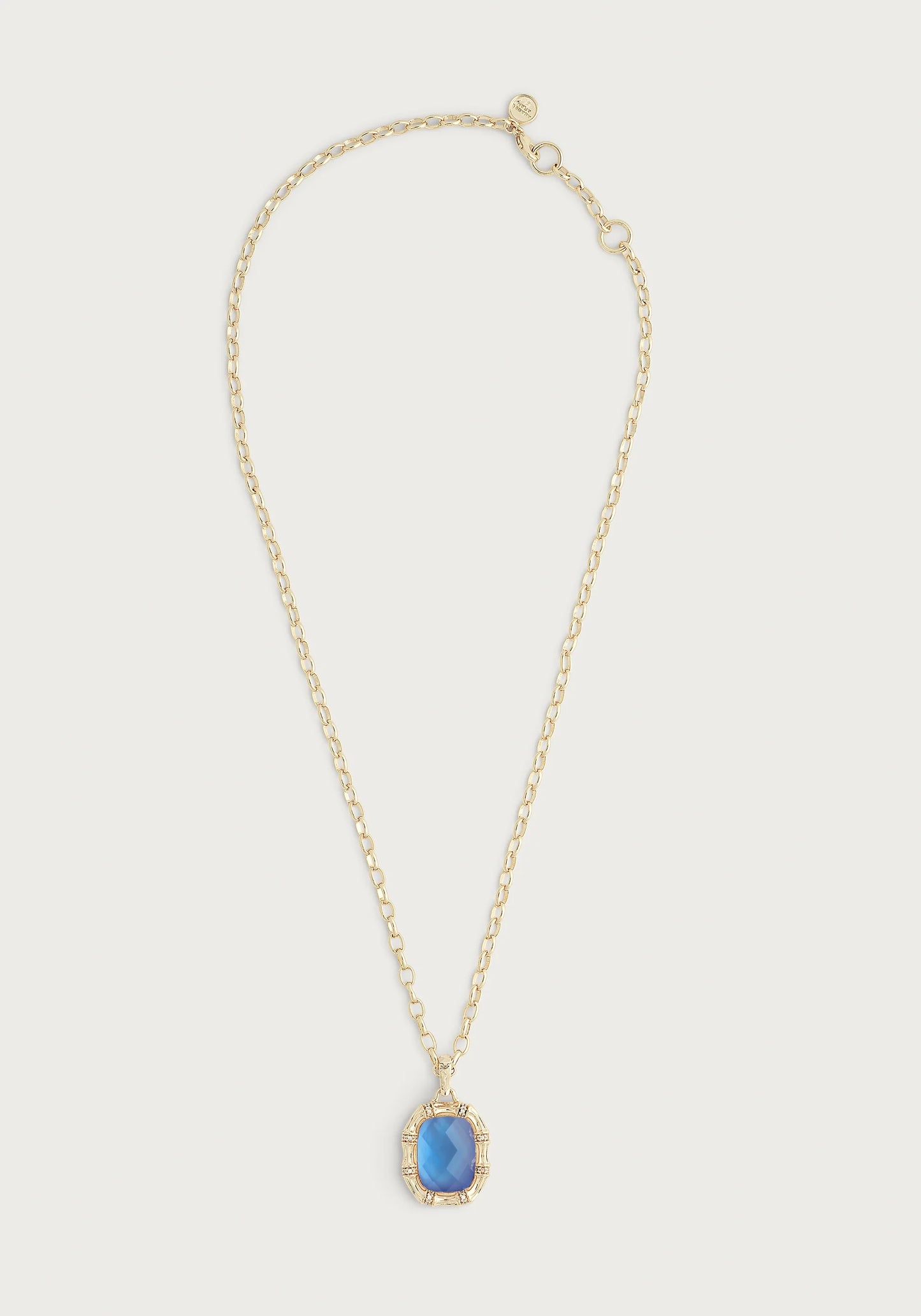 Bamboo with Stone Pendant Necklace Swiss Blue