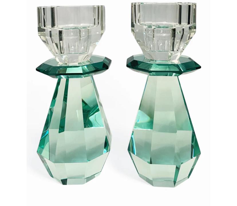 Crystal Tealight Holder (Emerald Green) set of 2