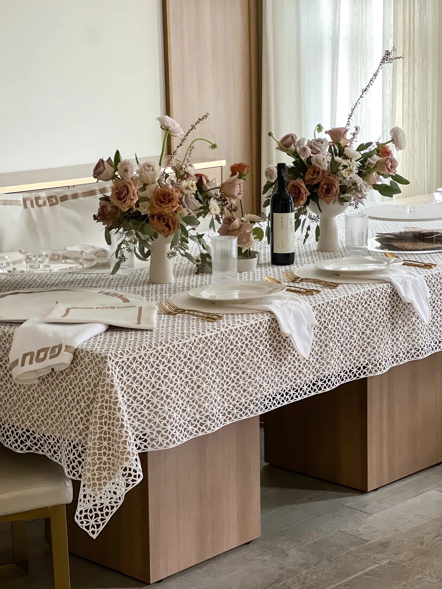 Hamptons Lattice Unlined Tablecloth