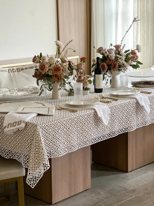 Hamptons Lattice Unlined Tablecloth