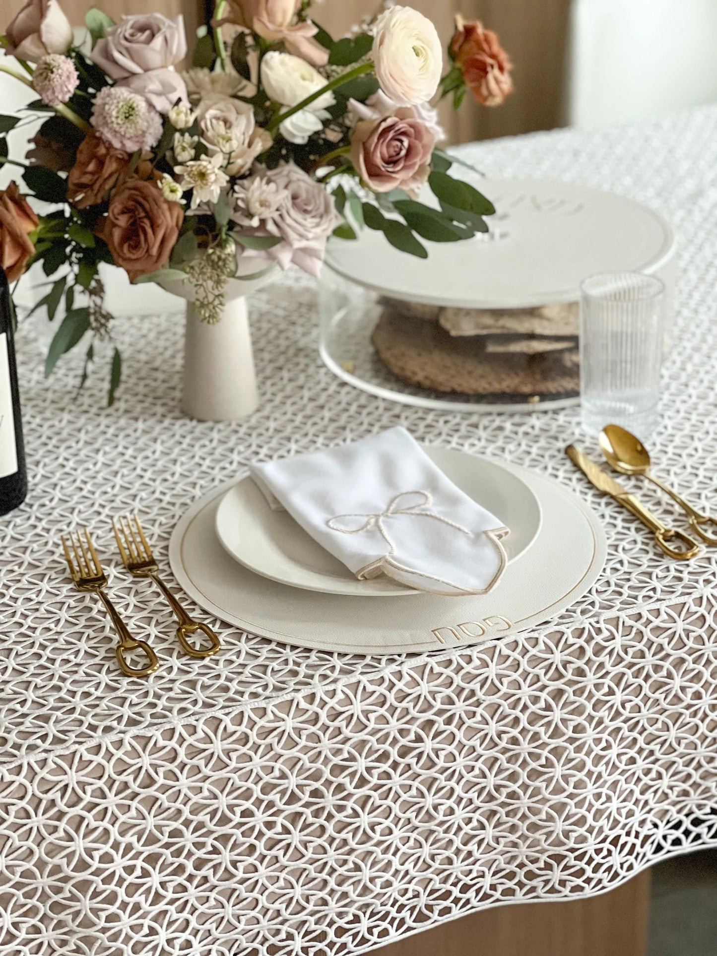 Hamptons Lattice Unlined Tablecloth